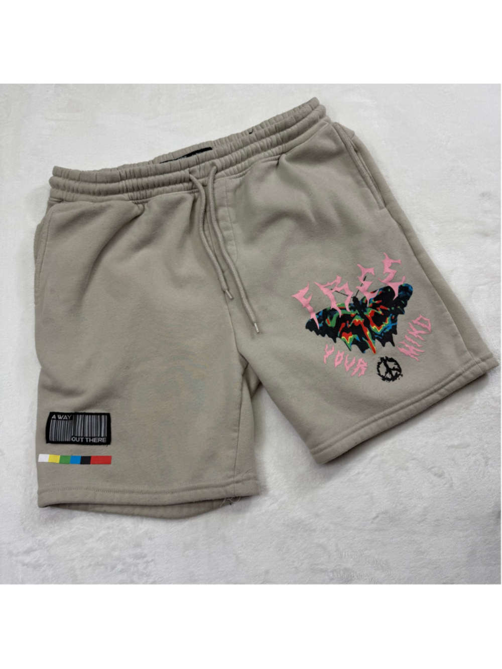 Men's Brooklyn Cloth Athletic Sweat Shorts Large Beige Pink Free Your Mind Y2K